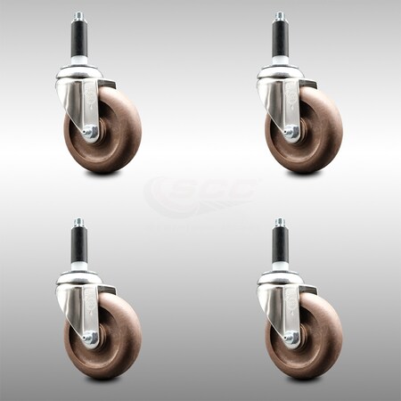 Service Caster 4 Inch 316SS High Temp Glass Filled Nylon 7/8 Inch Expanding Stem Caster Set SCC-SS316EX20S414-GFNSHT-78-4